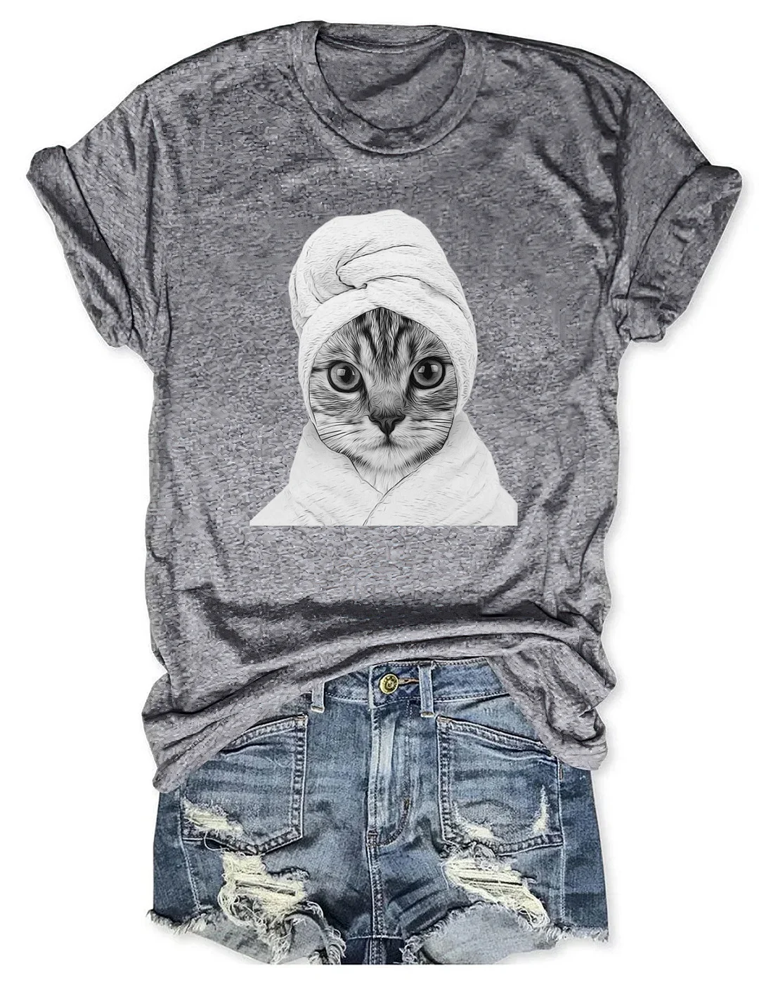 Funny Cat In Bathrobe Portrait T-shirt