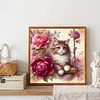 Katze und Pfingstrose - Rundbohrer Diamantmalerei - 30*30cm