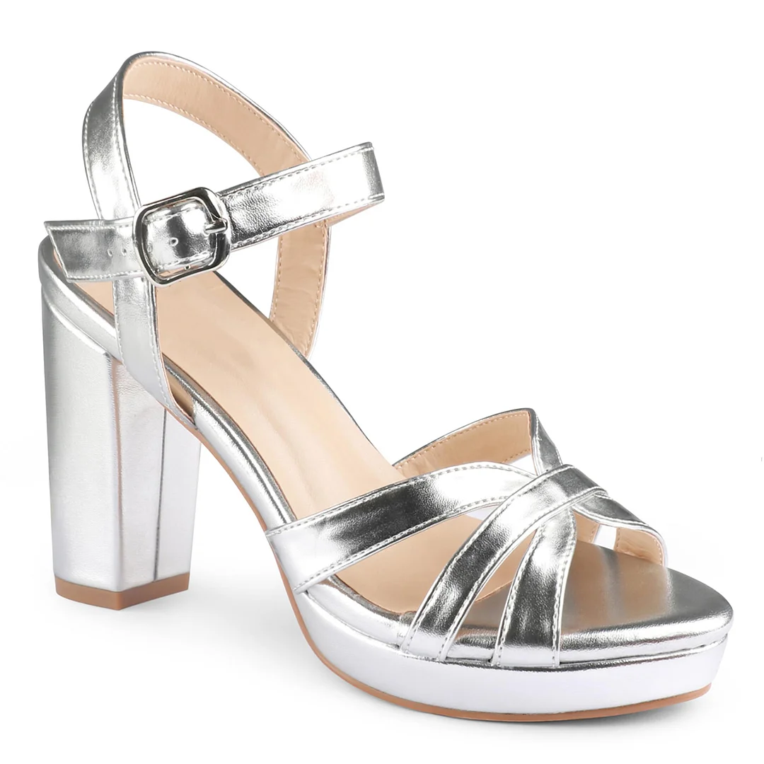 95mm Women's Platform Chunky Heels Ankle Strap Block Heeled Sandals Party Wedding Shoes-MERUMOTE