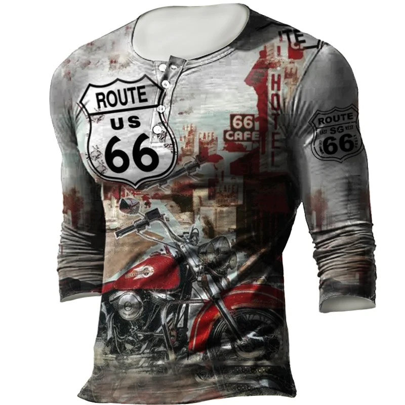Men's Outdoor Route 66 Print Retro Tactical T-Shirt / [viawink] /