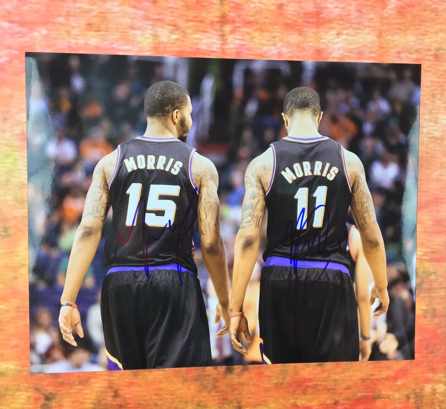 GFA Phoenix Suns * MARKIEFF & MARCUS MORRIS * Signed 11x14 Photo Poster painting COA