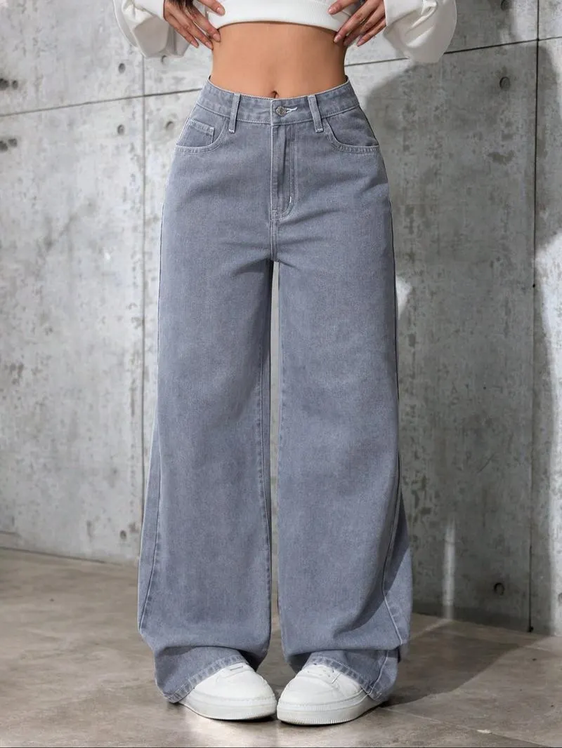 Women's Vintage Style Loose Fit Straight Leg Jeans, Casual Fitted Denim Jeans for Fall & Winter, Classic Boyfriend Look Women's Vintage Style Loose Fit Straight Leg Jeans, Casual Fitted Denim Jeans for Fall & Winter, Classic Boyfriend Look