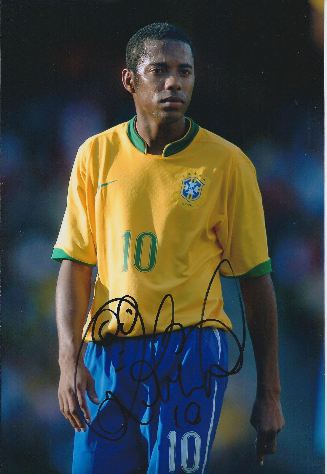 ROBINHO Robson de Souza Signed 12x8 Photo Poster painting AFTAL COA Full Autograph BRAZIL RARE