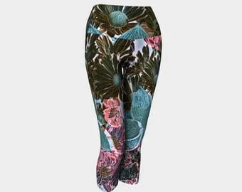 Pornhint Leggings Tights Flower Yoga Capris Leggings Flowery Cropped Leggings - Dawn Mercer Designer Wear