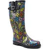 Printed high-tube rain boots, rubber rain boots, comfortable insoles, waterproof rain boots, garden boots
