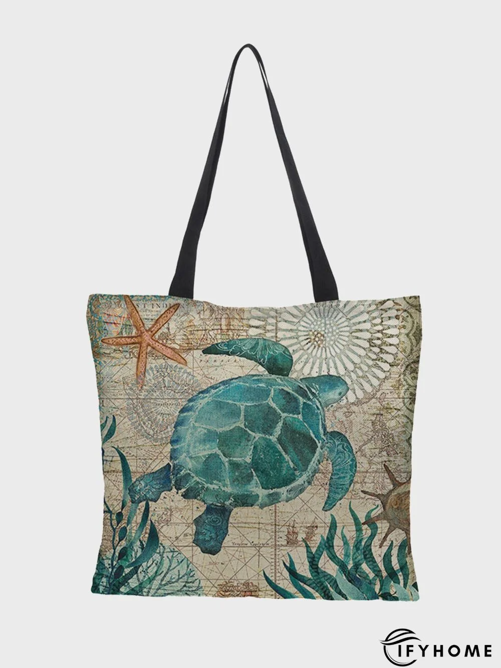 3D Turtle Digital Printing Waterproof Cotton Linen Shoulder Bag Shopping Bag | IFYHOME