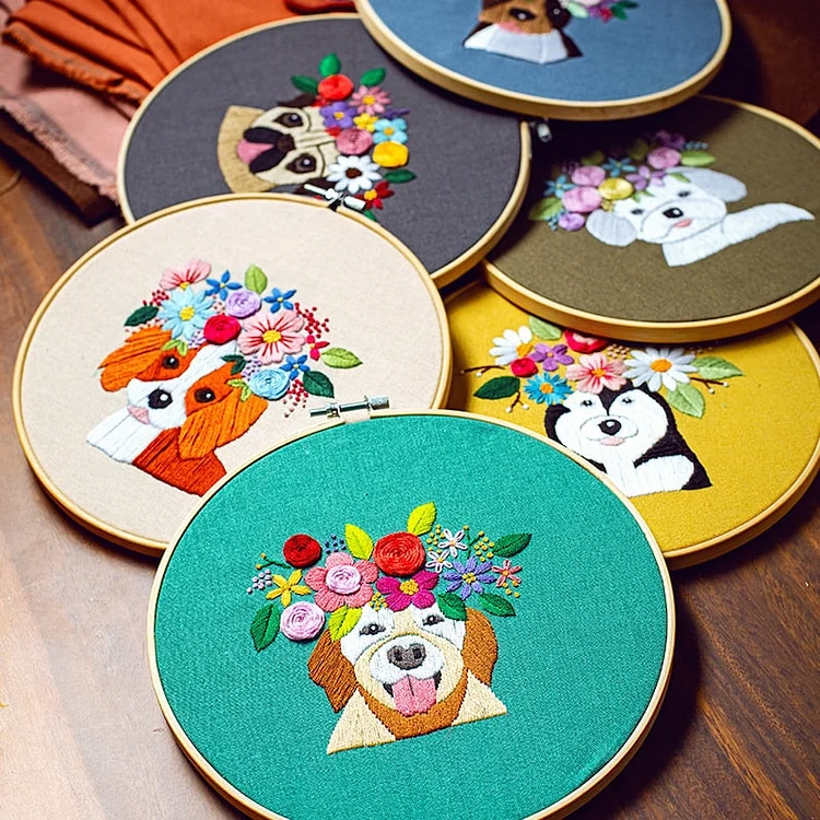 Dog Embroidery Kit For Beginner Ventyled