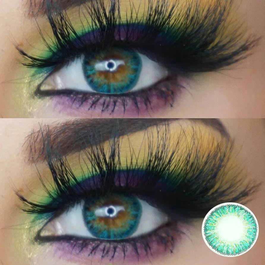 3-Tone Turquoise Colored Contact Lenses Green Colored Style