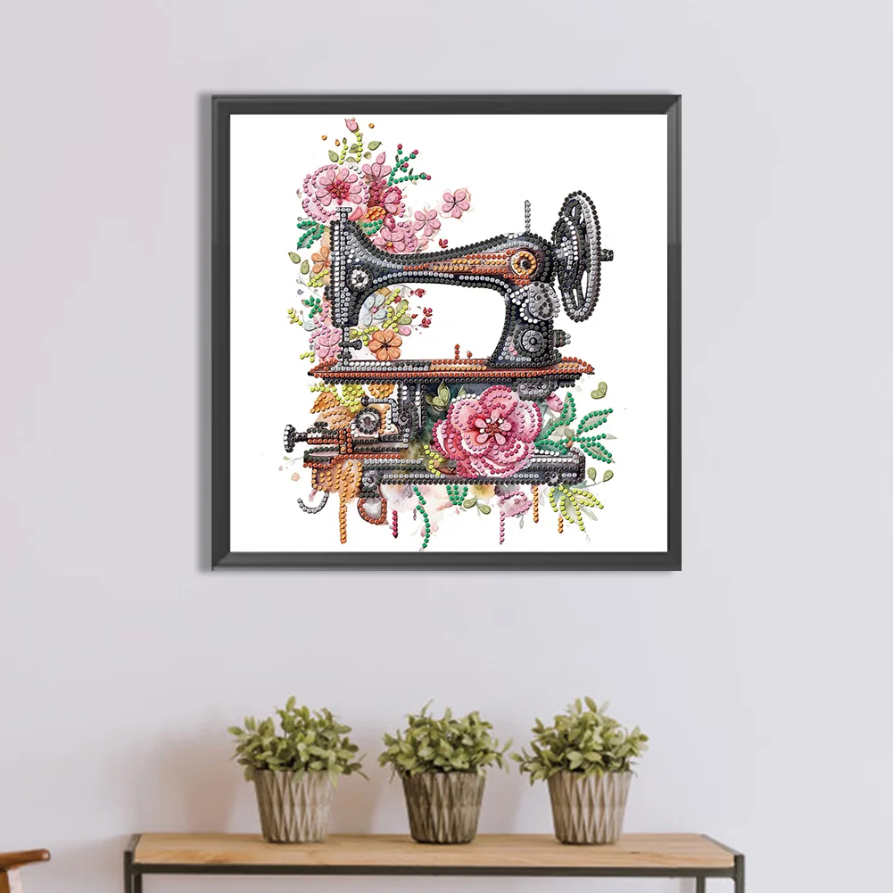 Diamond Painting - Partial Special Shaped Drill - Sewing Machine(Canvas|30*30cm)