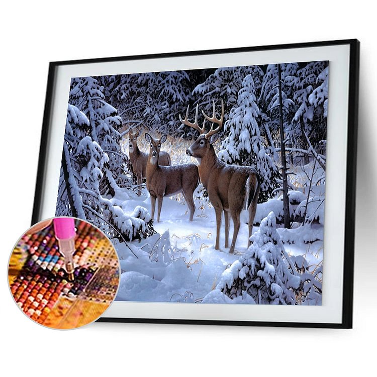 30*24cm Snow Deers Elk Diamond  Painting