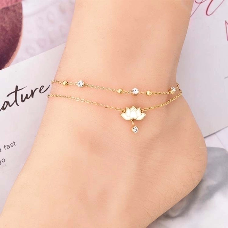 Titanium Steel 18K Gold Plated Sweet Inlay Flower Acrylic Pendant Necklace