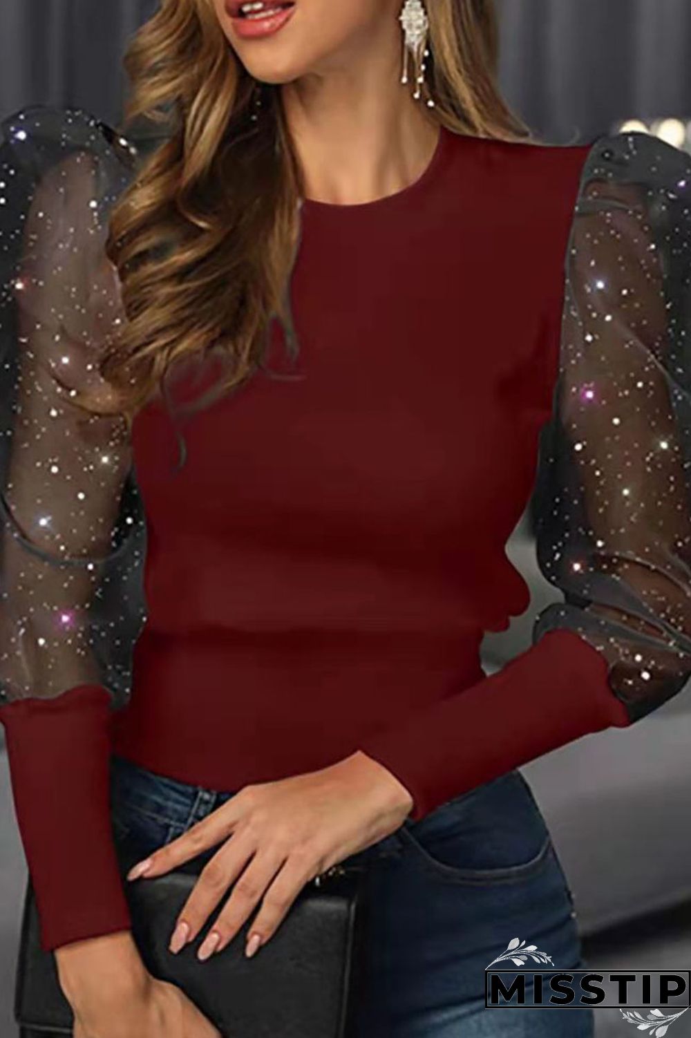 Apricot Pink Casual Print Patchwork O Neck Tops