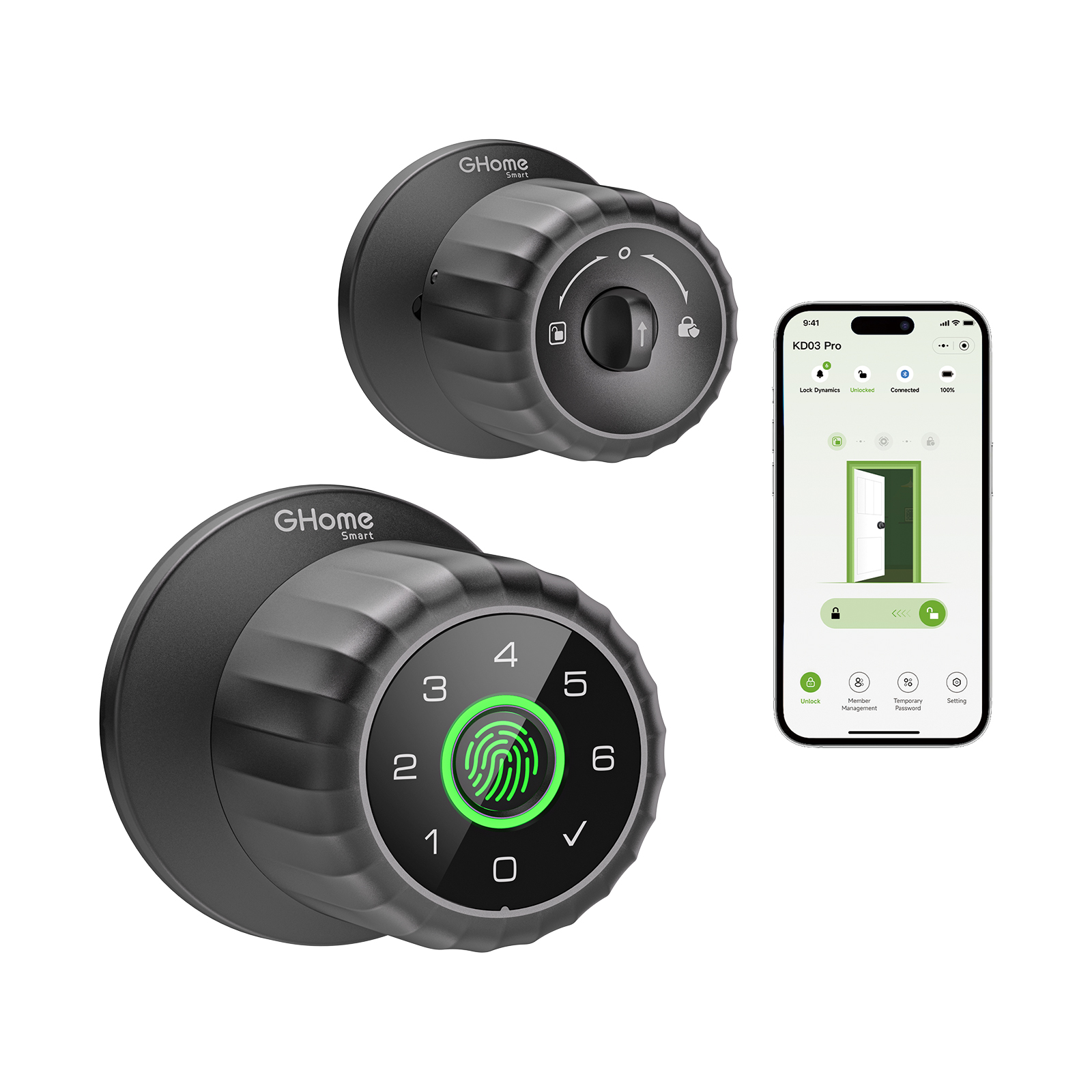 Removable Battery Smart Knob Lock GHome Smart KD03PRO