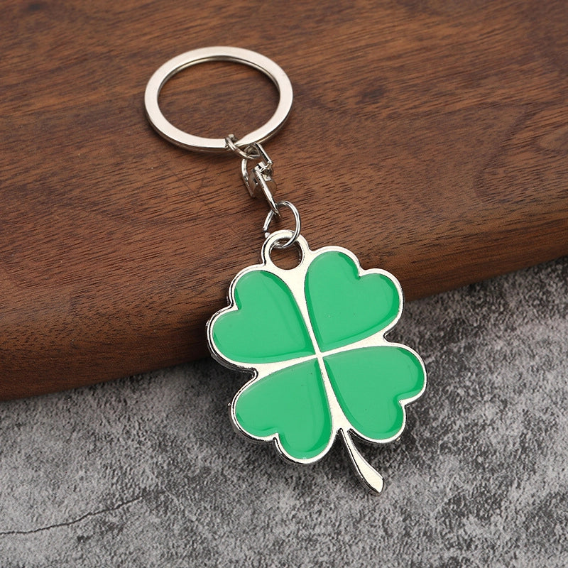 Lucky Four-leaf Clover Keychain Large Green Leaf Creative Gift Pendant Key Ring Car Key Chain
