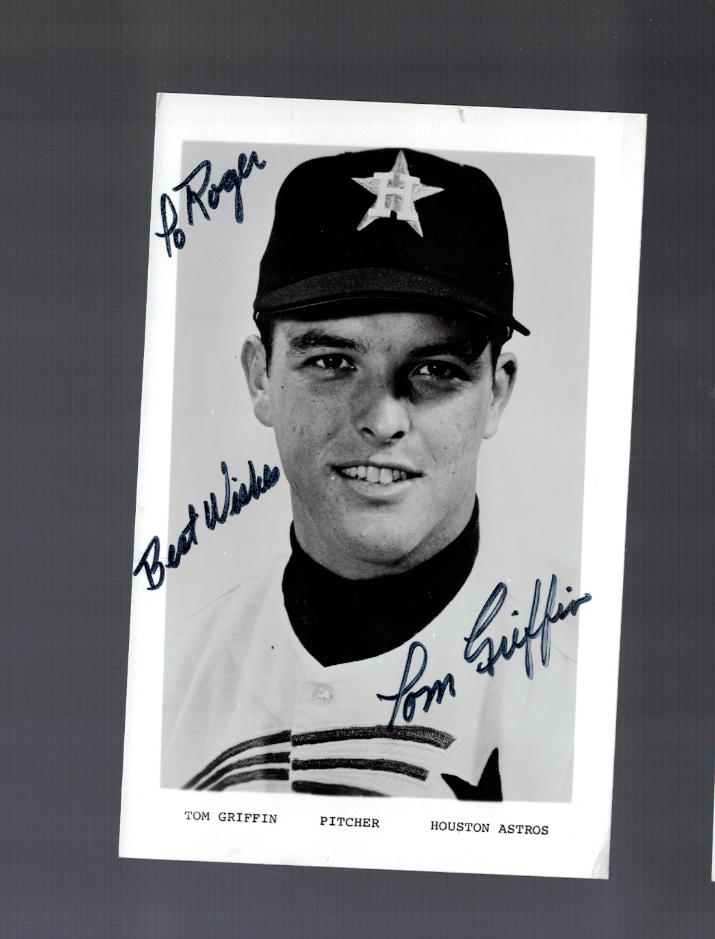 Tom Griffin Houston Astros Signed Vintage 3 1/2 x 5 1/2 Photo Poster painting W/Our COA RH2