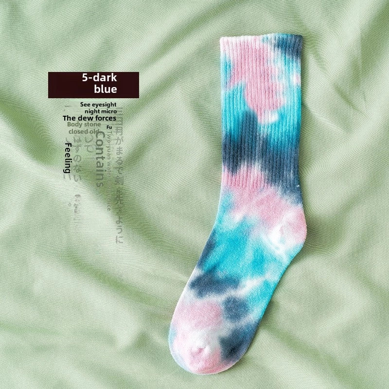 Tie-dyed Mid-tube Cotton Socks Street Trendy Socks Socks Women’s Gradient Fashion Sports Personality Tide