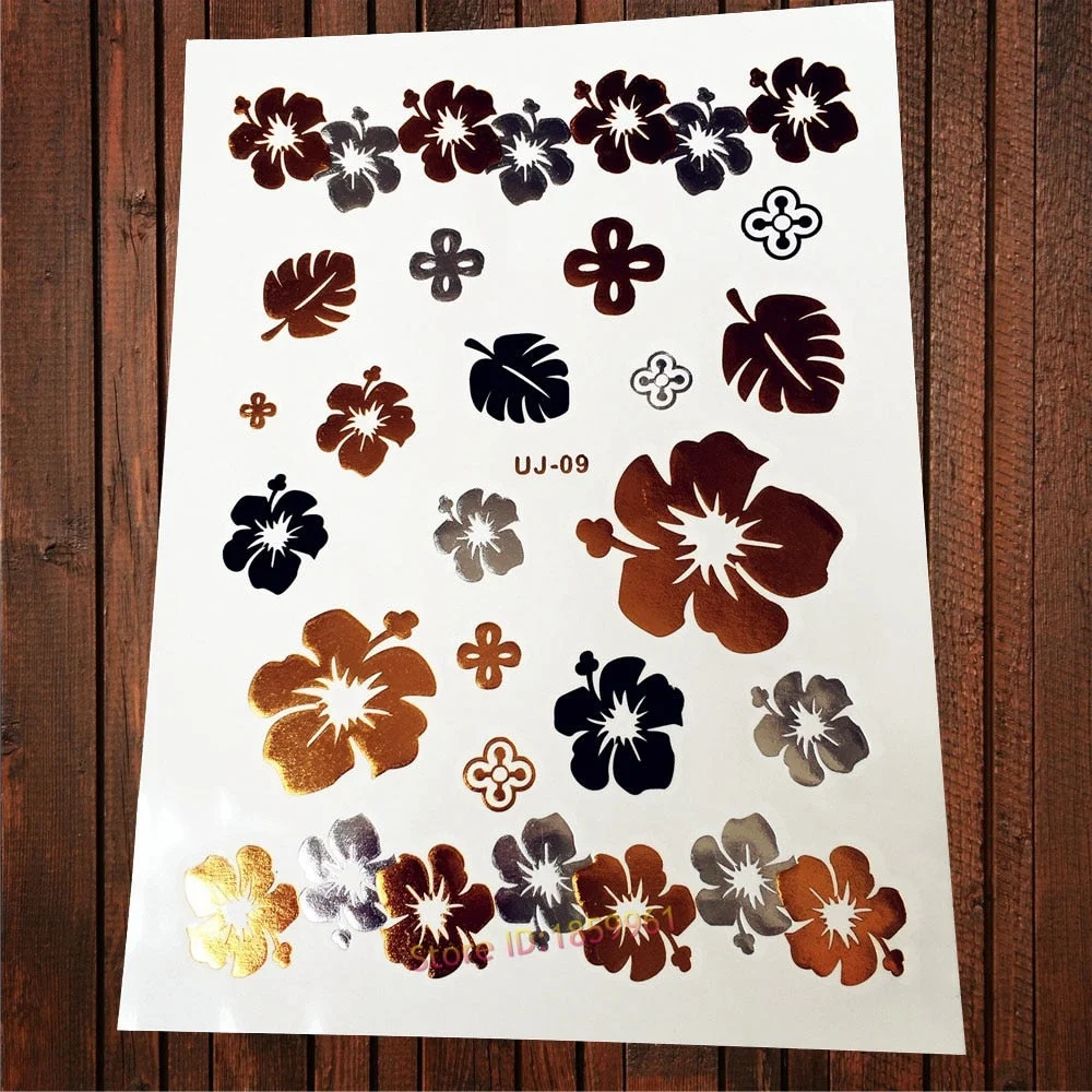 Sexy Leopard Print Tattoo Gold Metallic Wing Design Temporary Tattoo Sticker Women Body Art Waterproof Fake Tatoo Decals AYS-125