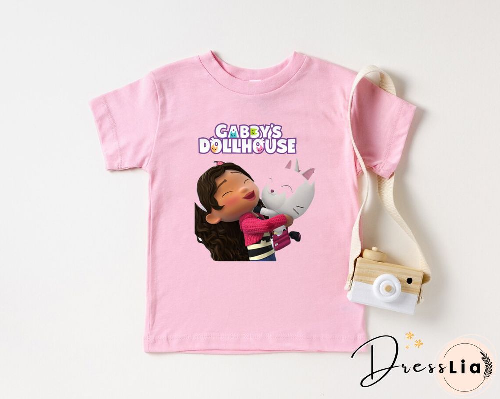 Kawaii Girls T Shirts Gabbys Doll House Cartoon Print Childrens Tshirt Summer Tee Girls Clothes White Camisole Tops