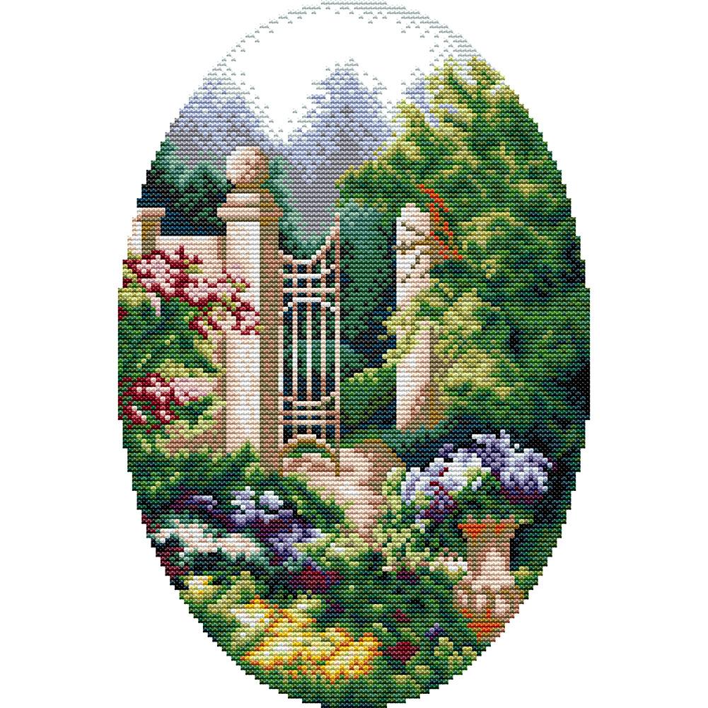 

25*34CM - 14CT Stamped Cross Stitch - Garden Corner, 501 Original