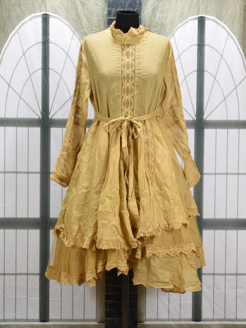 Cotton Linen Vintage Irregular Hem Lace Up Dress