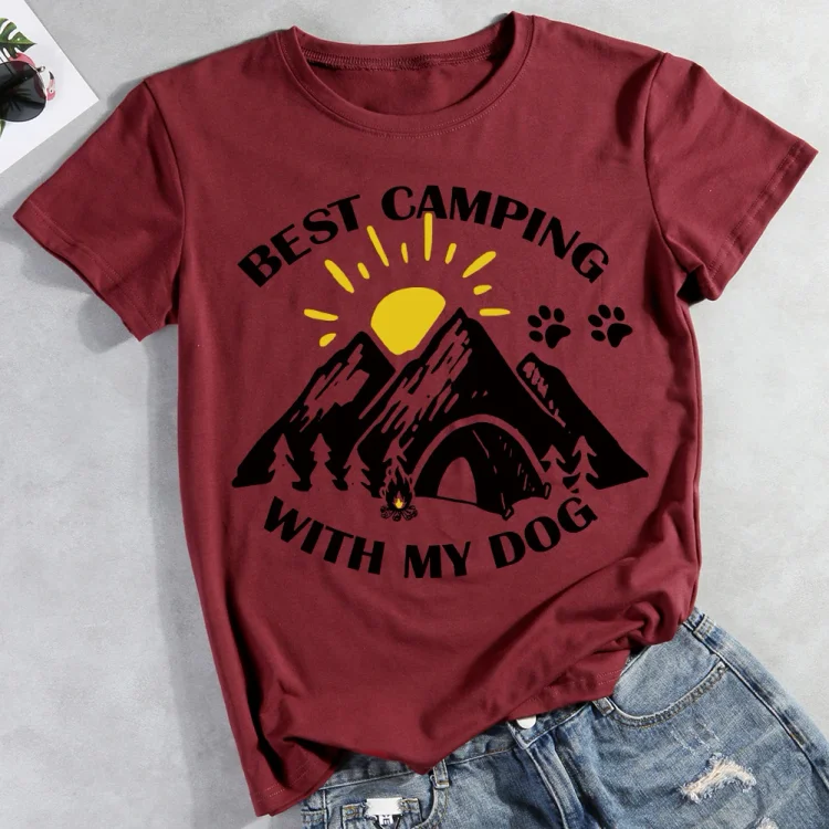 est camping with my dog  Pet Animal Lover T-shirt Tee -012001-CB