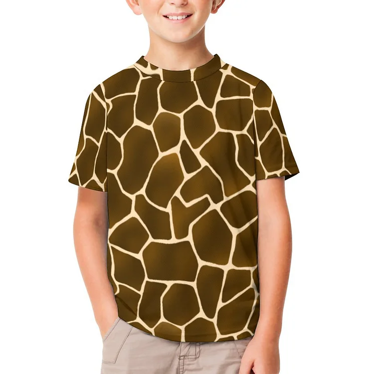 Wild Style Safari Giraffe Spots Animal Print Decorative Boys Girls Summer Tshirt 3D Print Youth T-Shirt Kids O Neck Tee Tops - Heather Prints Shirts