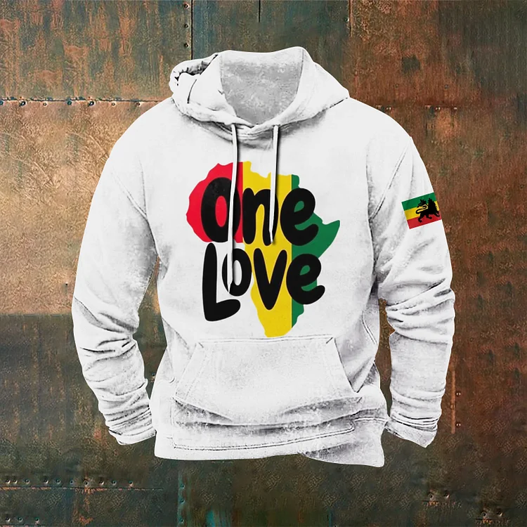 ONE LOVE Alphabet Printed Hooded Sweatshirt