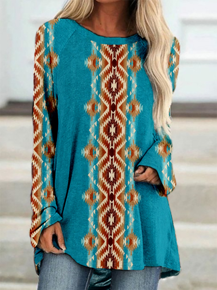  Vintage Western Aztec Pattern Comfy T Shirt Westsshops