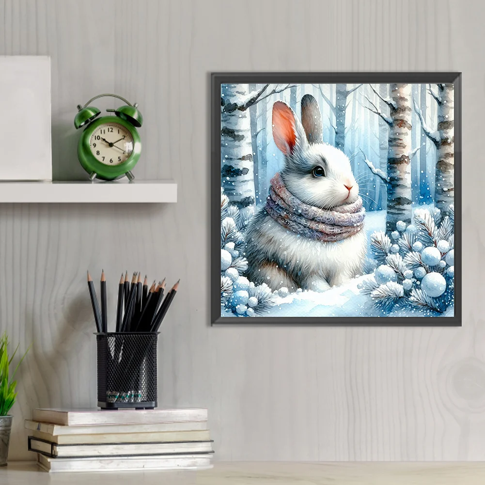 Diamond Painting - Full Round Drill - Winter Rabbit(Canvas|30*30cm)