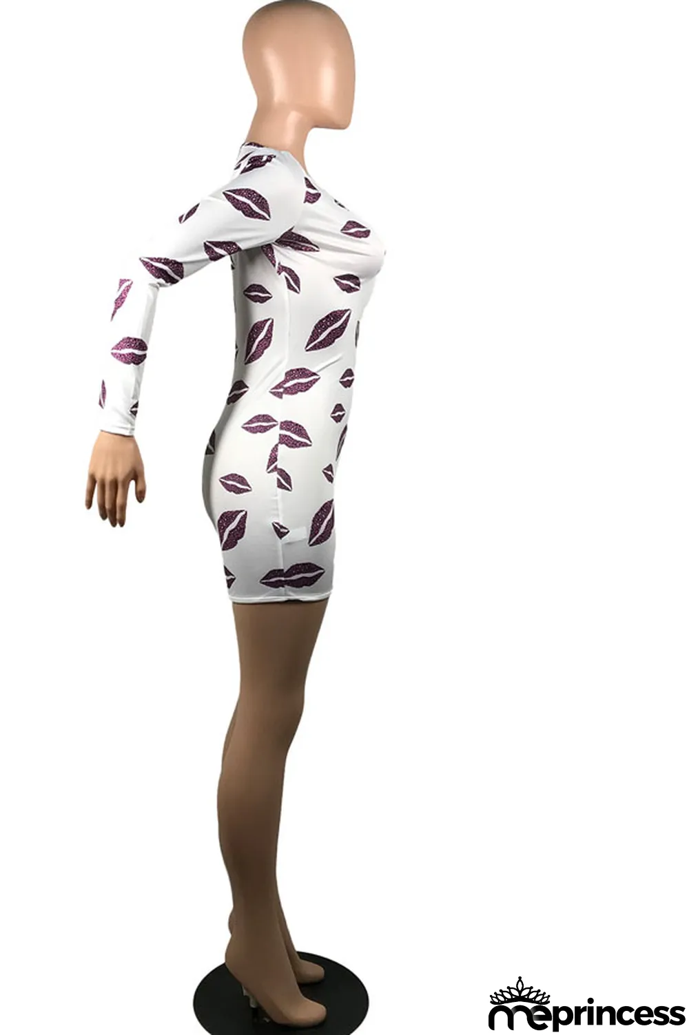 Yellow Sexy Print Polyester Long Sleeve V Neck Jumpsuits