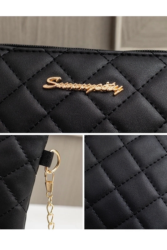 Women's Medium Pu Leather Solid Color Lingge Vintage Style Streetwear Zipper Envelope Bag3