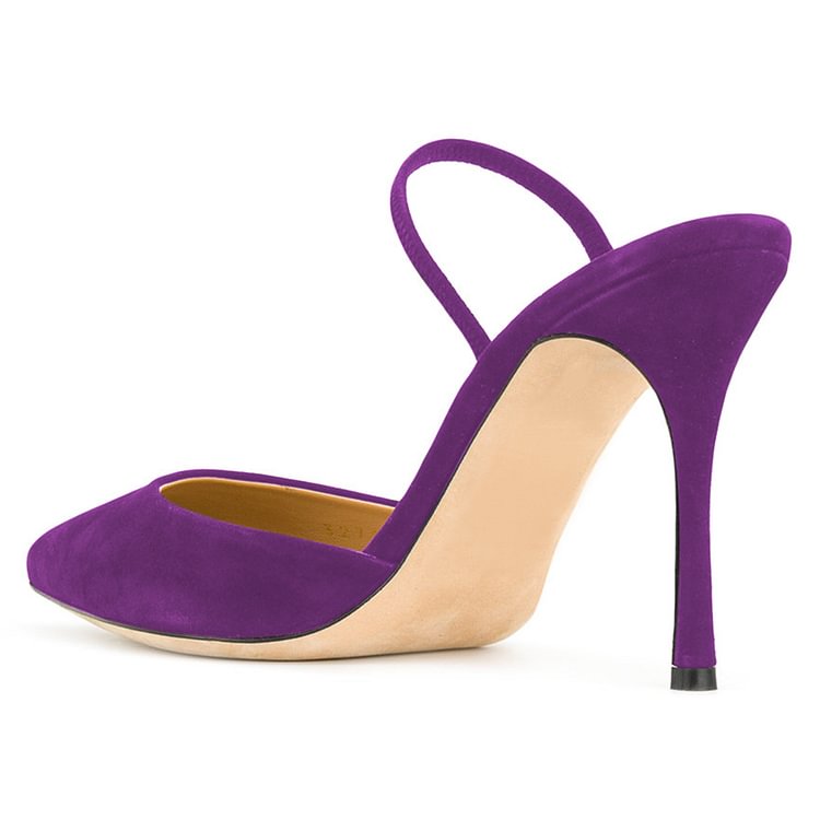 Purple Pointy Toe Mule Stiletto Heels Sandals for Women |FSJ Shoes