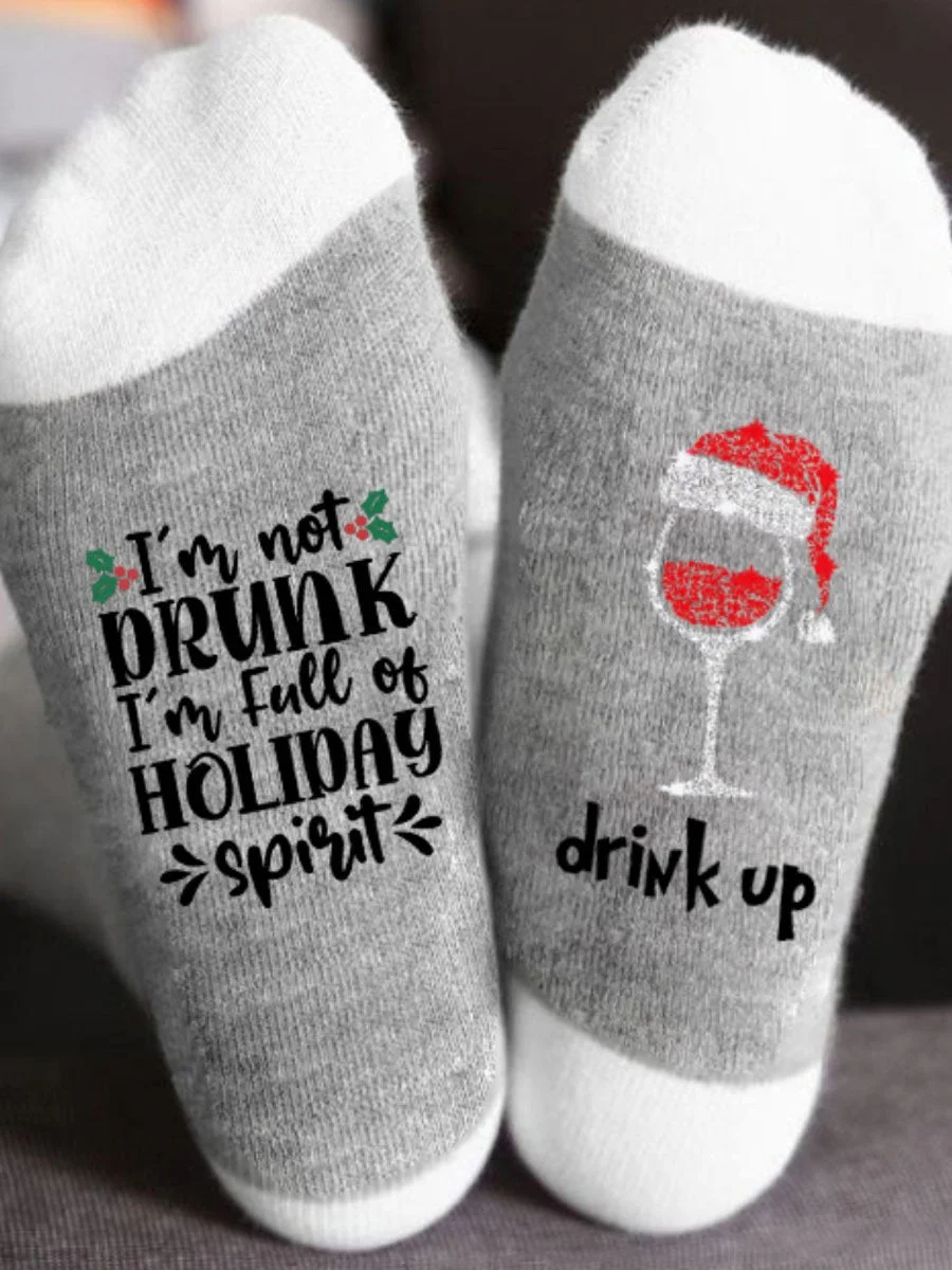Christmas I'm Not Drunk I'm Full Of Holiday Spirit Crew Socks