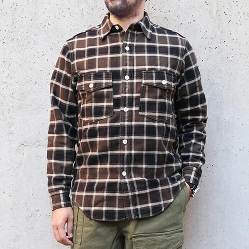 1930s Retro Flannel Plaid Work Casual Shirt