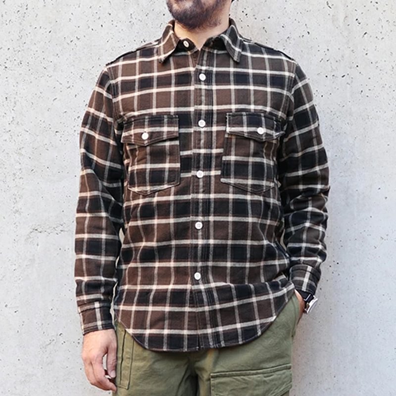 1930s Retro Flannel Plaid Work Casual Shirt