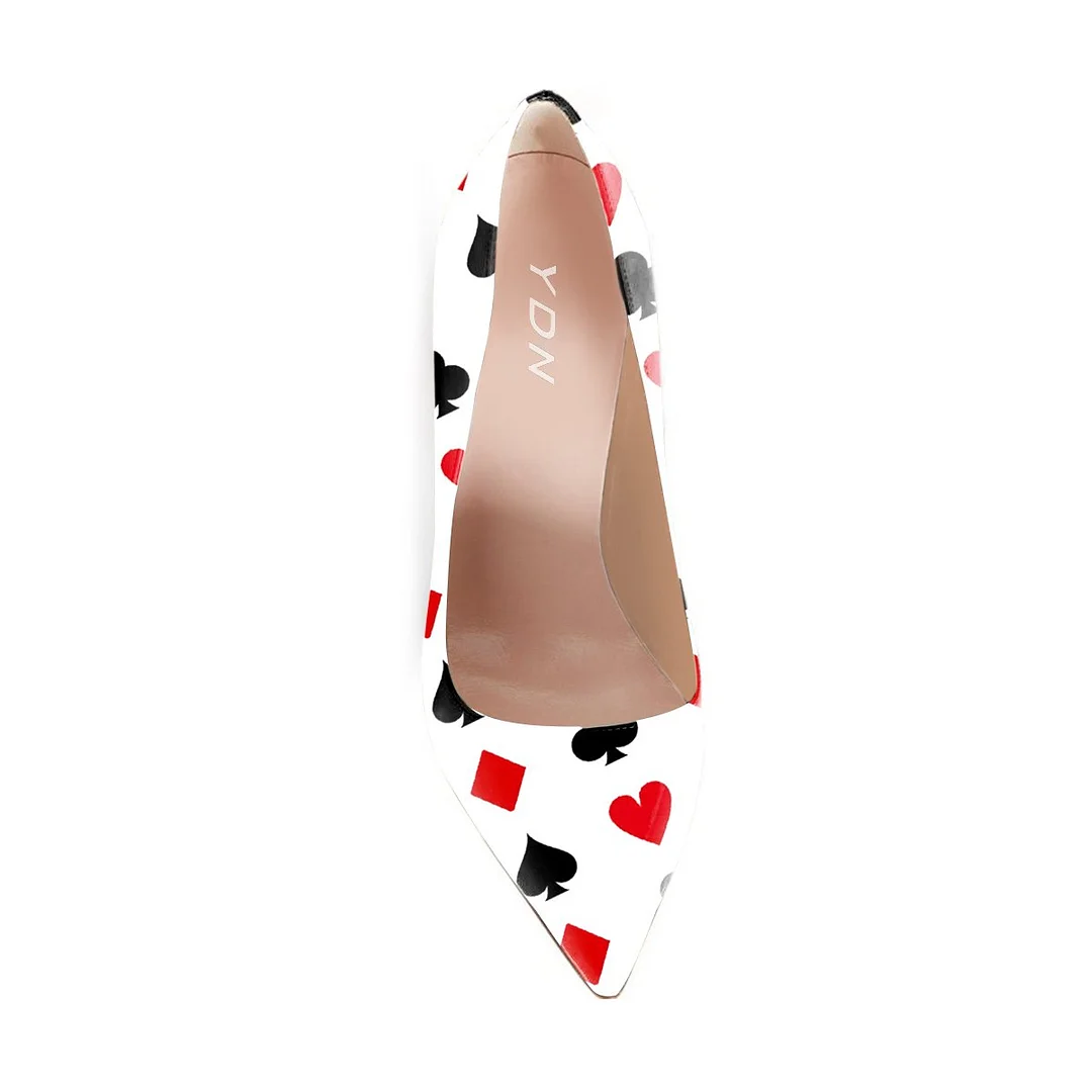 Ivory Vegan Leather Colorful Printed Pointed Toe Stiletto Heel Pumps