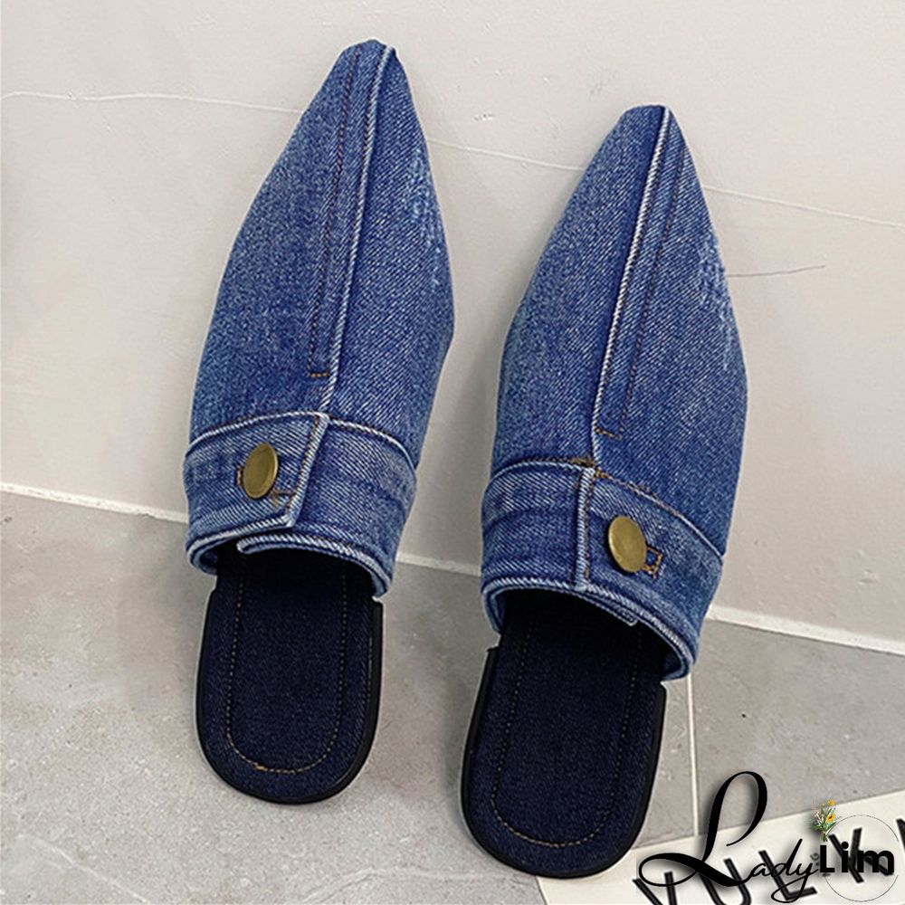 Deep Blue Fashion Casual Patchwork Pointed Comfortable Shoes