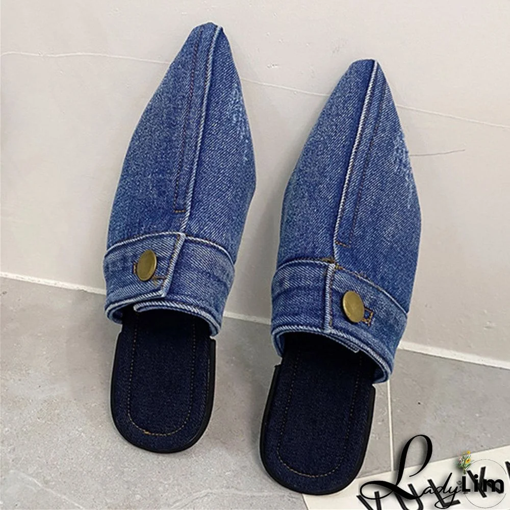Deep Blue Fashion Casual Patchwork Pointed Comfortable Shoes