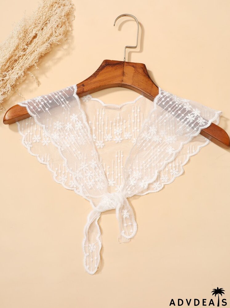 Flower Embroidery Mesh Scarf