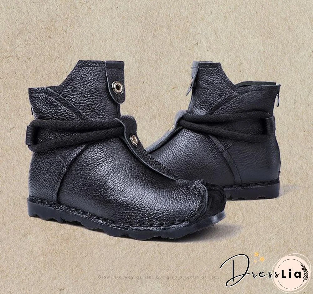 Women Genuine Leather High Quality Fashion Short Flats Ankle Boots