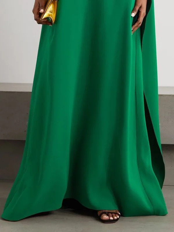 Loose Asymmetric Solid Color Split-Joint One-Shoulder Maxi Dresses