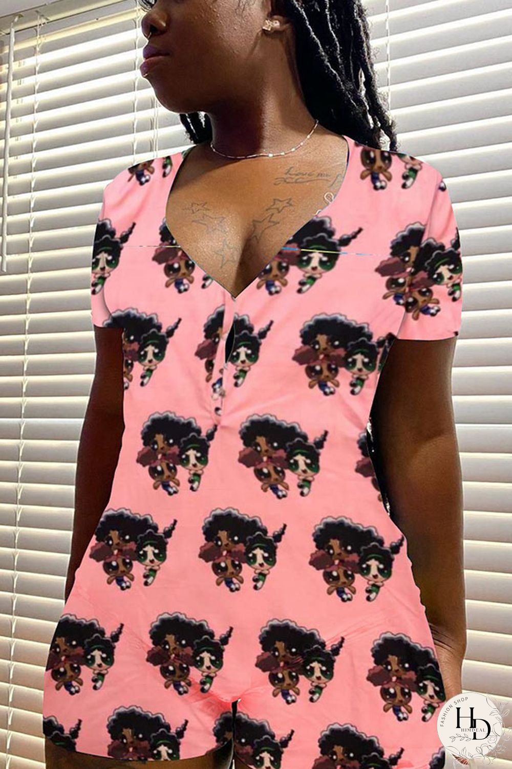 blue and yellow Casual Print Short Sleeve V Neck Jumpsuits