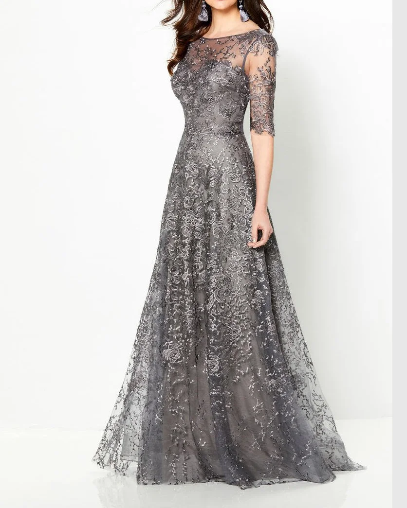 Fashion Mesh Embroidered Dress - 01
