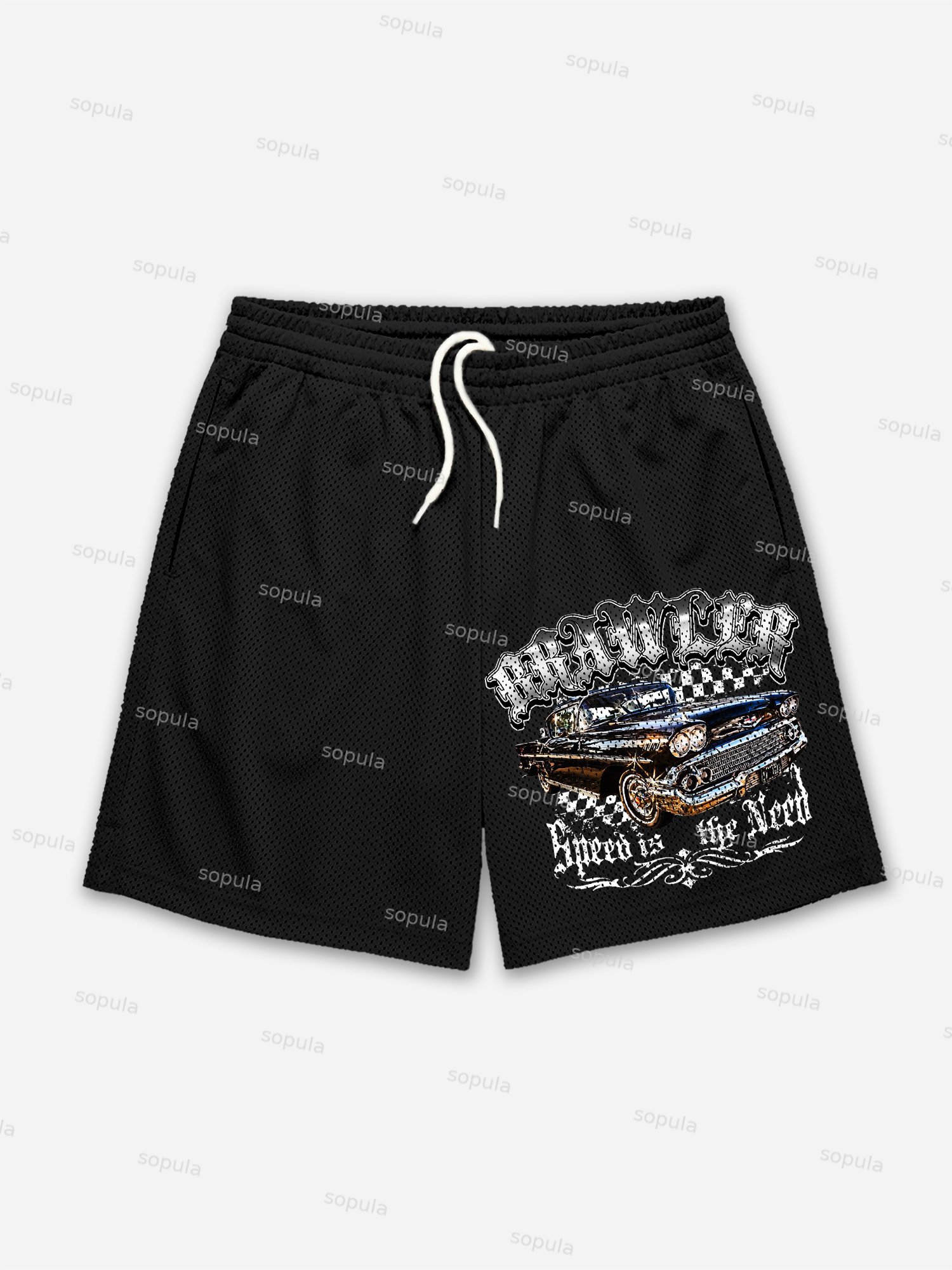 Racing Brawler Print Mesh Shorts - SOPULA