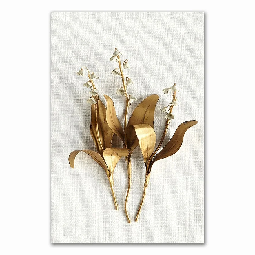 Golden plant leaves and flowers Wall art  canvas painting Wall Pictures for Living Room Nordic Decoration Pictures morden decor