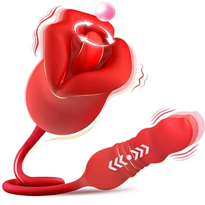 Rose-Shaped G-Spot Vibrator with Rotating Tongue & 7 Licking Thrust Modes