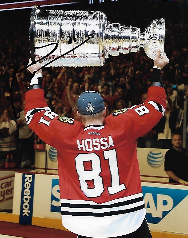 Chicago Blackhawks Marian Hossa Stanley Signed Autographed 8x10 NHL Photo Poster painting COA