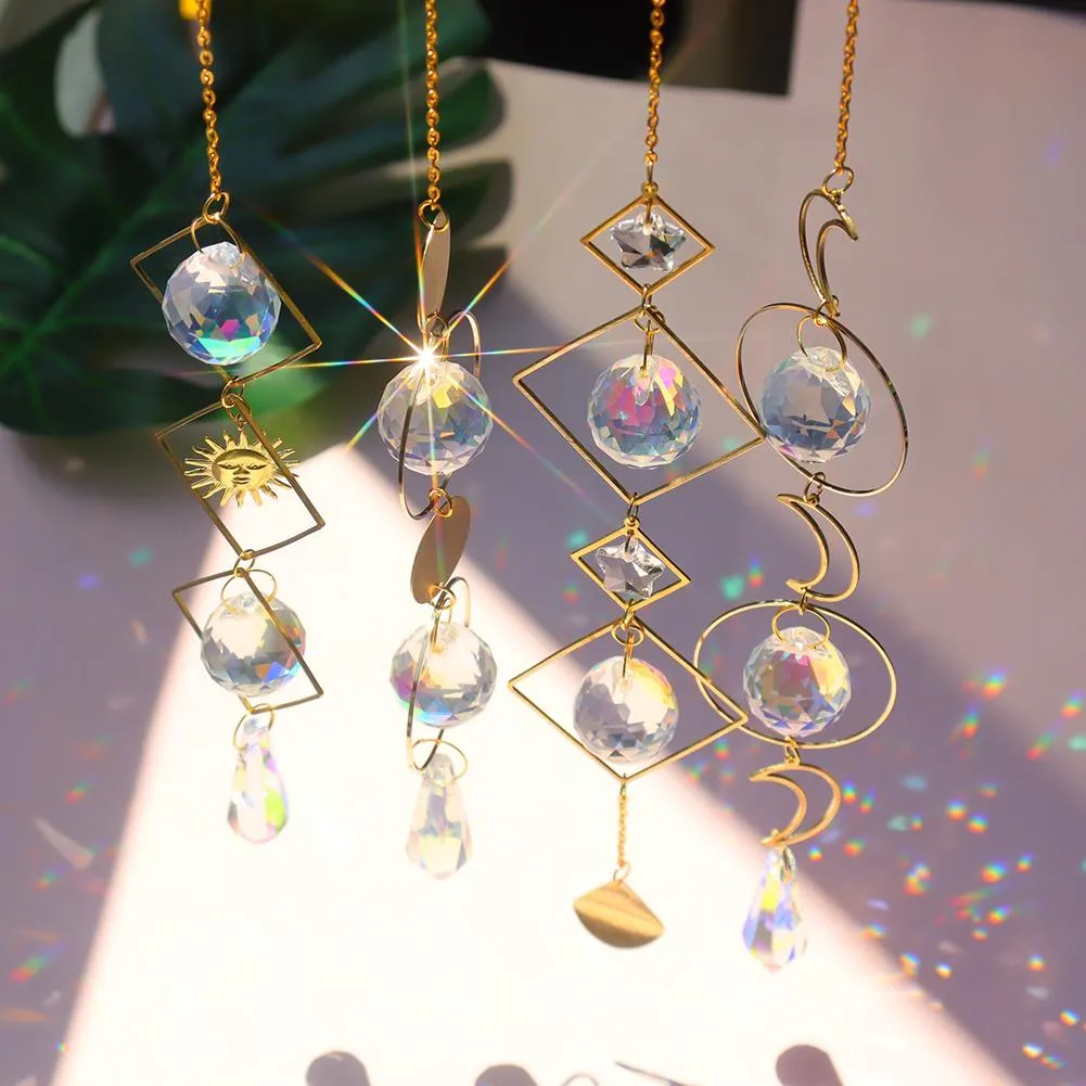 Moon Sun Ball Crystal  Hanging Metal Pendant Garden Decor (19)