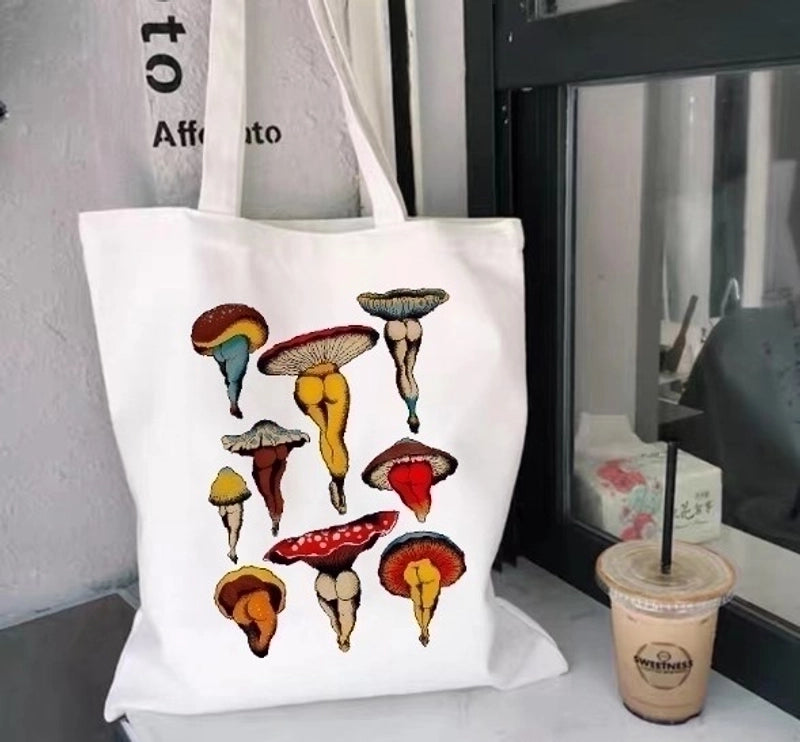 Women’s Minimalist Artistic Animal Mushroom Butterfly Shopping Bags