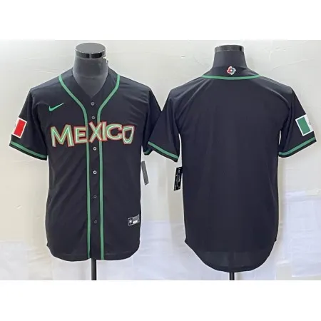 Men's Mexico Baseball Blank 2023 Black World Baseball Classic Stitched Jersey ZMRW